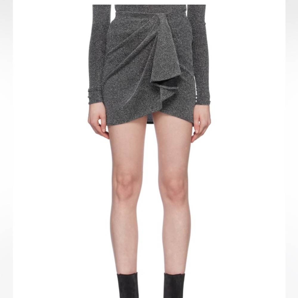 Isabel Marant silver sparkle Bergen mini skirt jersey lurex 42